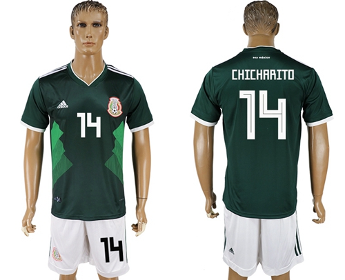 Mexico #14 Chicharito Green Home Soccer Country Jersey - Click Image to Close